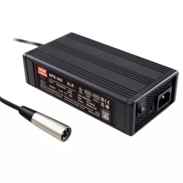 MEAN WELL NPB-360-24XLR Battery Charger 364.8W 27.6V 12A 2/3 Stage Adjustable Output with XLR Connector